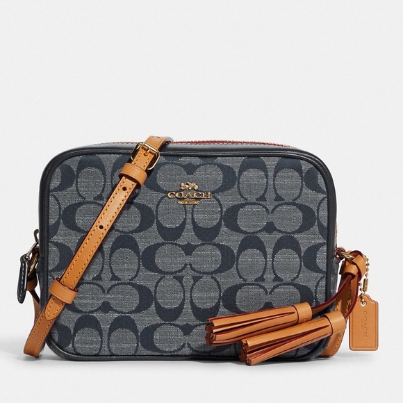 Coach Handbags - New Coach Mini Camera Crossbody Bag In Signature Chambray
